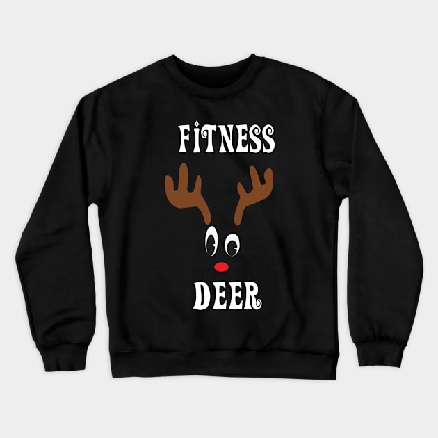 Fitness Reindeer Deer Red nosed Christmas Deer Hunting Hobbies Interests Crewneck Sweatshirt by familycuteycom